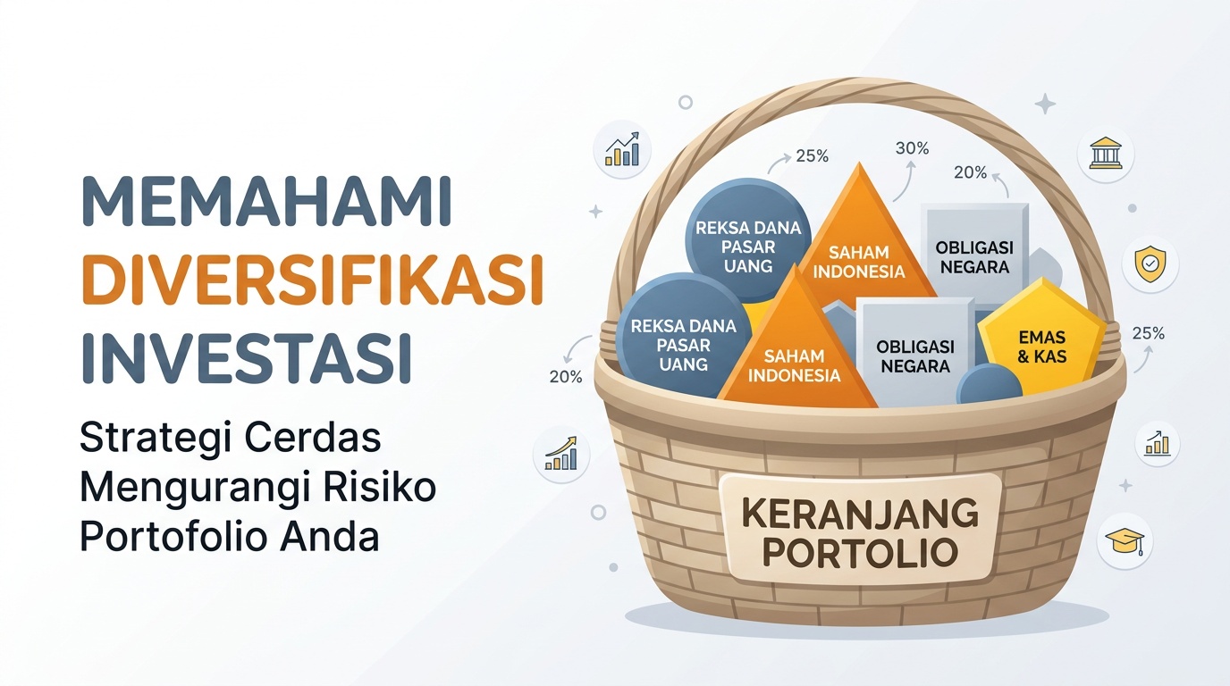 Ilustrasi keranjang berisi berbagai jenis aset sebagai gambaran diversifikasi investasi