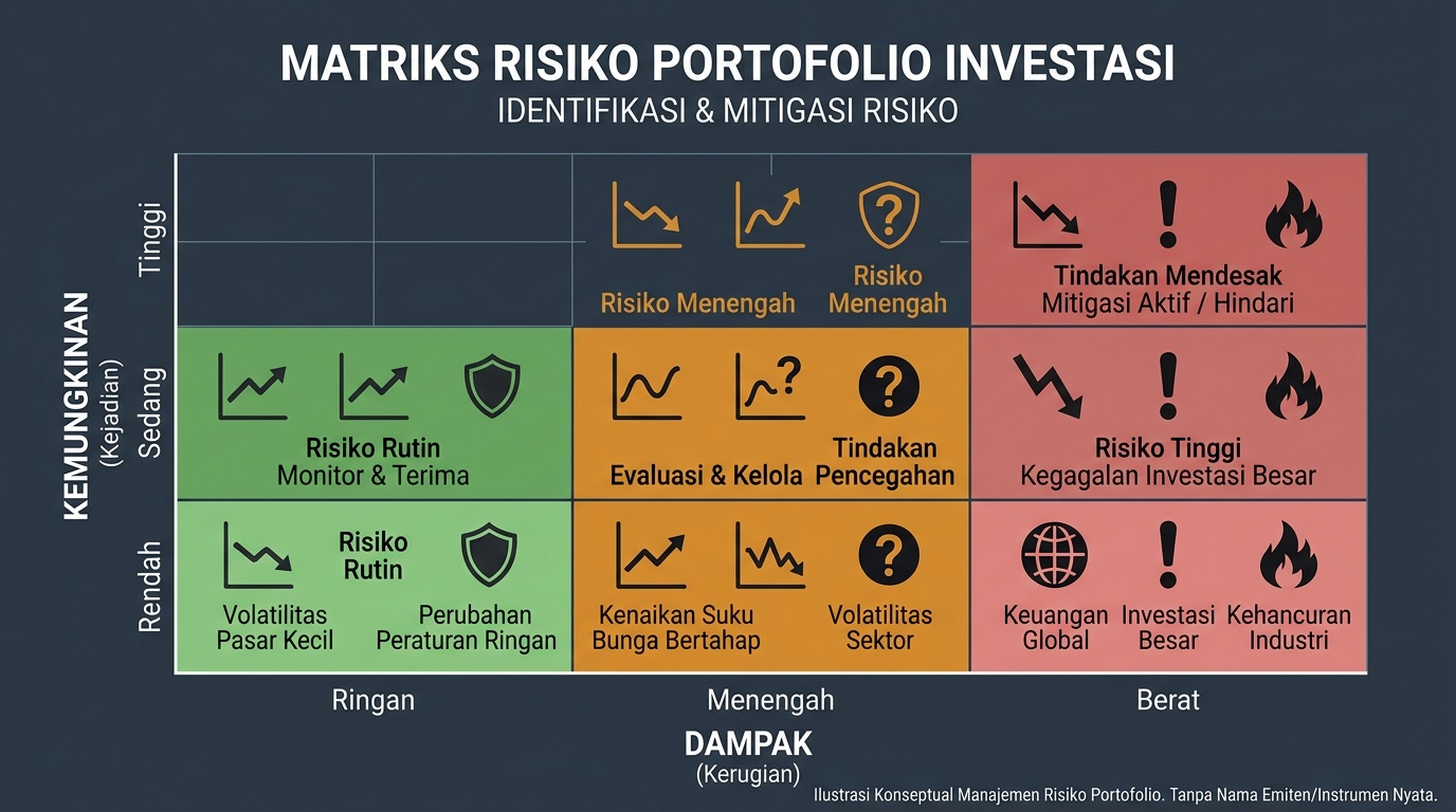 Visualisasi matriks risiko portofolio dengan kategori dan bobot berbeda